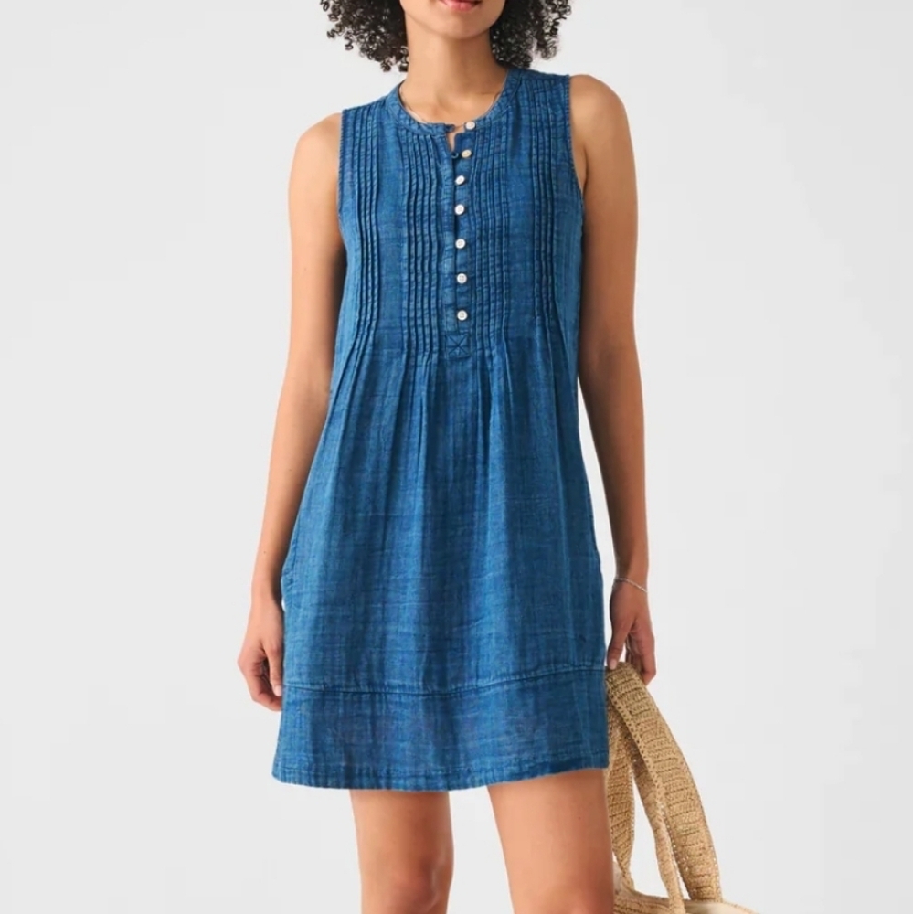 Faherty Isha Dress in Indigo Denim Size XS